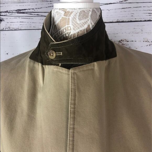 Barn coat stand collar patch elbow Khaki Lands' End 100% cotton 44 R - Picture 16 of 16